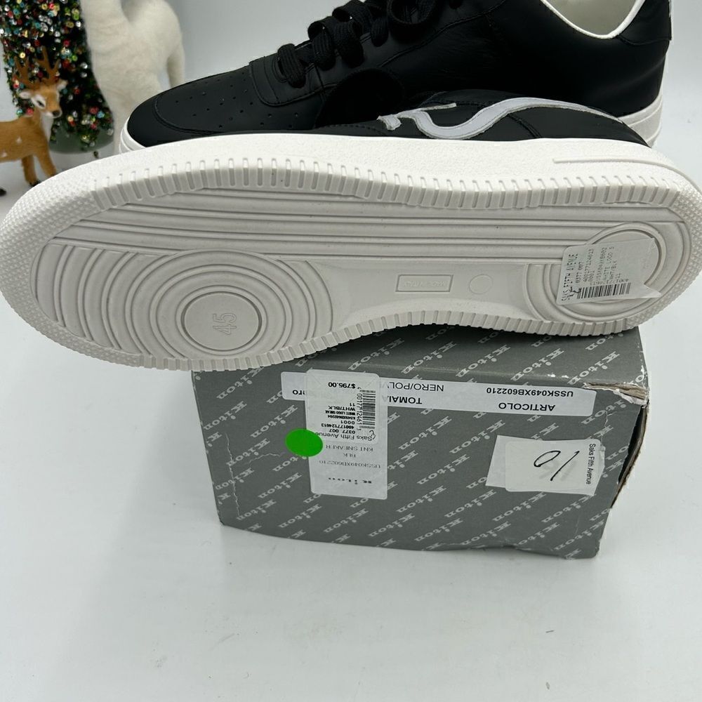 Men’s Kiton KNT black leather sneakers size 11 maiden in Italy - Picture 6 of 12